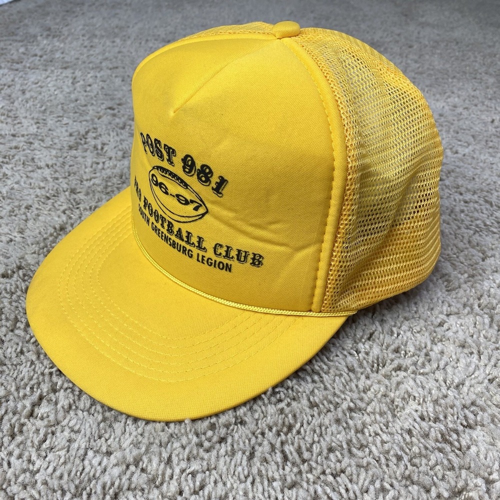 Vtg Capital Caps Post 981 Pro Football Club South Greensburg Yellow Snapback Hat